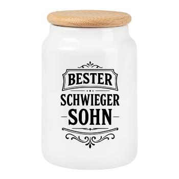 Bester Schwiegersohn Geschenk Weihnachten - Keksdose mit Holzdeckel - Weiß - Vorne