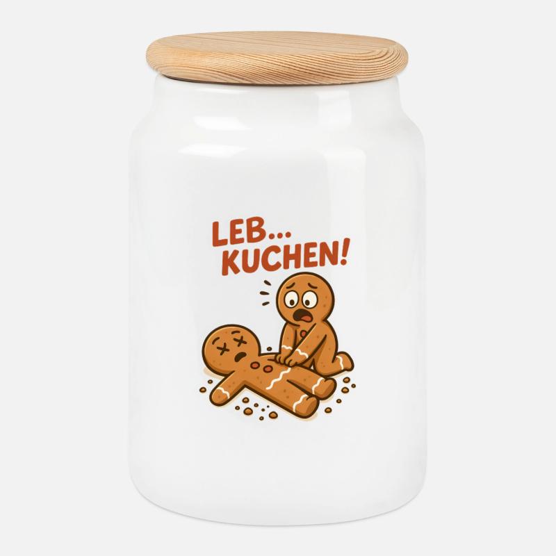 Lebkuchen Gingerbread - Keksdose mit Holzdeckel - Weiß