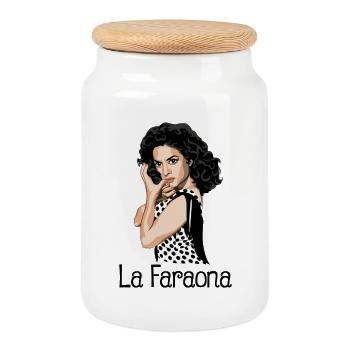 LOLA La Faraona - Cookie Jar with Wooden Lid - white - Front