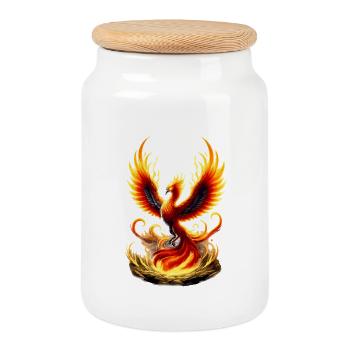 Vortex de Flamme Phénix de Feu - Boîte à biscuits avec couvercle en bois - blanc - Devant