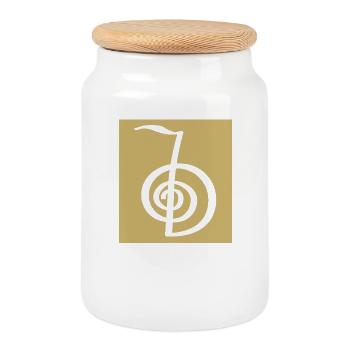 Reiki Master Reiki Symbol Reiki - Cookie Jar with Wooden Lid - white - Front