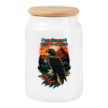 Own the Peak Eagle Path - Cookie Jar with Wooden Lid - white - Front