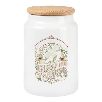 Je ne fais que gagner de l’énergie dans Panda Design - Boîte à biscuits avec couvercle en bois - blanc - Devant