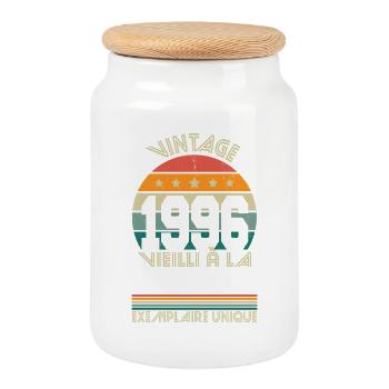 1996 – Vintage – Unique copy - Cookie Jar with Wooden Lid - white - Front