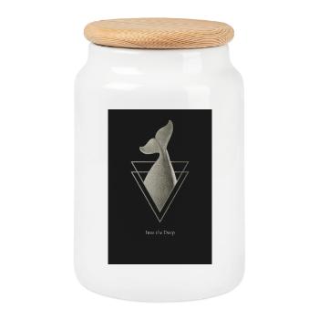 Into the Deep – Art minimaliste d’affiche de baleines - Boîte à biscuits avec couvercle en bois - blanc - Devant