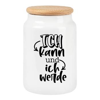 I can. - Cookie Jar with Wooden Lid - white - Front
