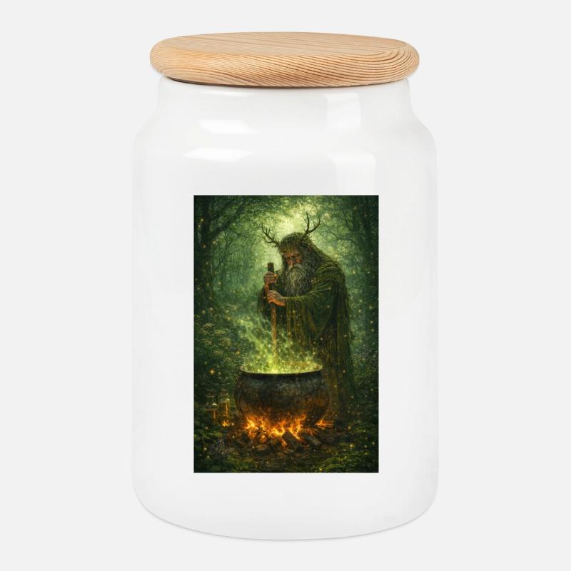 Druide - Keksdose mit Holzdeckel - Weiß