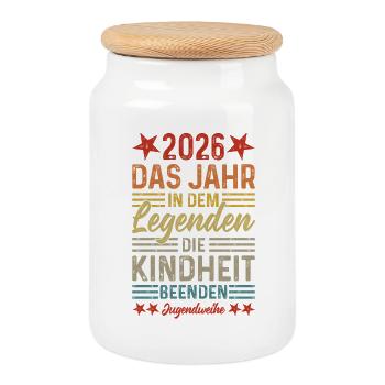 2026 The Year Legends End Childhood - Cookie Jar with Wooden Lid - white - Front