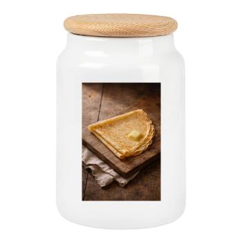 Crêpes croustillantes au beurre - Boîte à biscuits avec couvercle en bois - blanc - Devant
