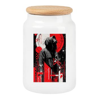 Gasmask Hoodie Grunge Duotone - Keksdose mit Holzdeckel - Weiß - Vorne