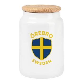 Örebro Sköld, Suède - Boîte à biscuits avec couvercle en bois - blanc - Devant