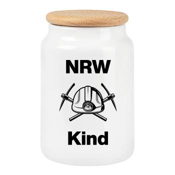 NRW KIND – RUHRTOPIA! GLÜCK AUF - Keksdose mit Holzdeckel - Weiß - Vorne