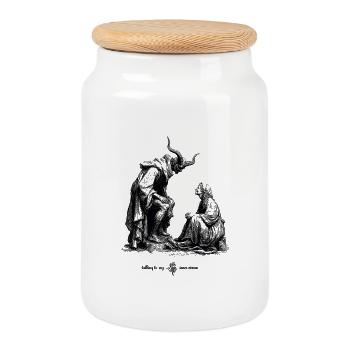 Dämonen Silhouette - Keksdose mit Holzdeckel - Weiß - Vorne