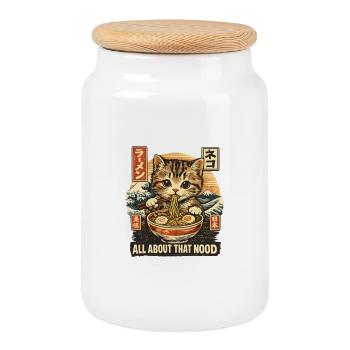 ramen - Cookie Jar with Wooden Lid - white - Front