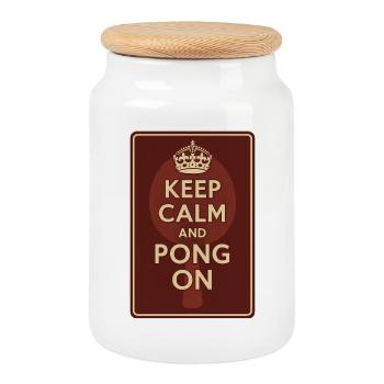 Keep Calm and Pong On / Ping - Keksdose mit Holzdeckel - Weiß - Vorne
