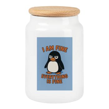 Argent vin Tout va bien - Boîte à biscuits avec couvercle en bois - blanc - Devant