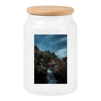 Orion-Sternbild über einem erstaunlichen Fluss - Keksdose mit Holzdeckel - Weiß - Vorne
