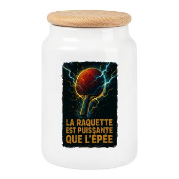 Smash la victoire ! Ping Pong - Boîte à biscuits avec couvercle en bois - blanc - Devant