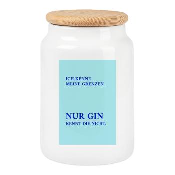 Seul le gin connaît mes limites – drôle de phrase - Boîte à biscuits avec couvercle en bois - blanc - Devant