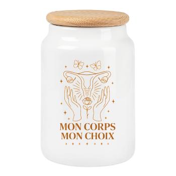 Mon Corps Mon Choix Féminisme Liberté - Boîte à biscuits avec couvercle en bois - blanc - Devant