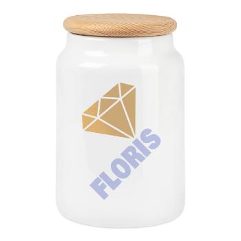 Geschenk für Floris - Keksdose mit Holzdeckel - Weiß - Vorne