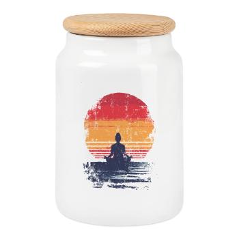 Sunset Meditation - Cookie Jar with Wooden Lid - white - Front