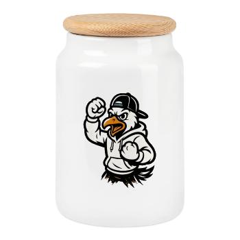 Mascotte de l’aigle martial - Boîte à biscuits avec couvercle en bois - blanc - Devant