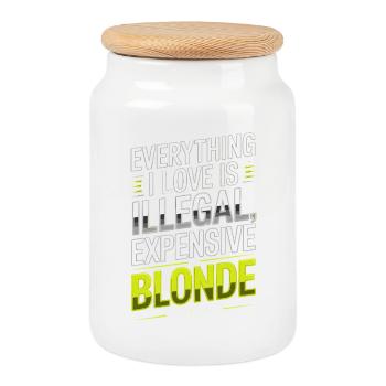 Tout ce que j’aime Illégalement, hommes blonds chers - Boîte à biscuits avec couvercle en bois - blanc - Devant