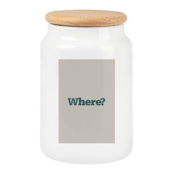 Where? – Typography wall art in minimal style - Cookie Jar with Wooden Lid - white - Front