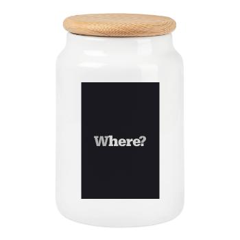 Where? – Timeless Design Poster - Cookie Jar with Wooden Lid - white - Front