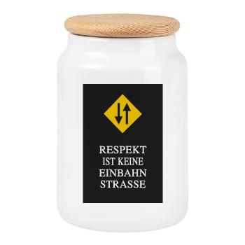 Respect is not a one-way street - Cookie Jar with Wooden Lid - white - Front