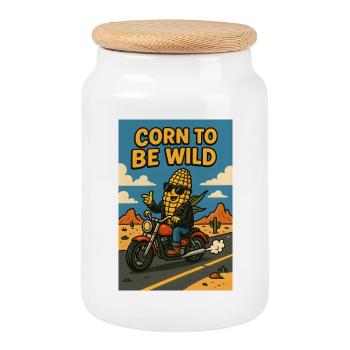 Korn auf wilde Fahrt - Corn to be wild - Parody - Cookie Jar with Wooden Lid - white - Front