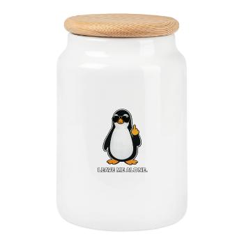 Meme du Nihilisme du Pingouin en Lunettes de Soleil - Boîte à biscuits avec couvercle en bois - blanc - Devant