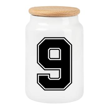 9 - Cookie Jar with Wooden Lid - white - Front