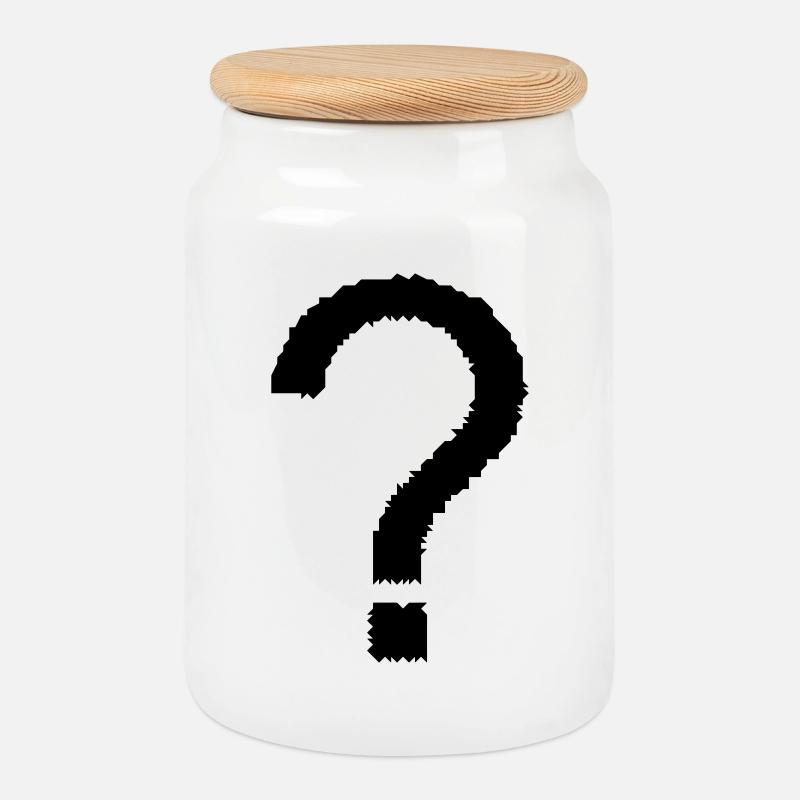 point d'interrogation - Boîte à biscuits avec couvercle en bois - blanc
