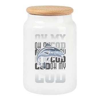 Angler Fisherman Petri Disciple Saying Fishing Funny - Cookie Jar with Wooden Lid - white - Front
