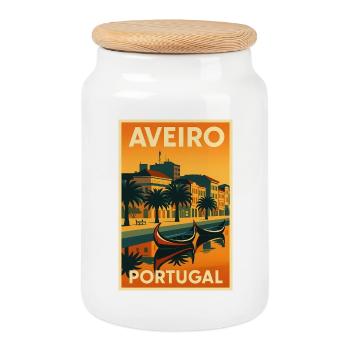Aveiro Portugal – Retro Reiseposter Kanäle - Keksdose mit Holzdeckel - Weiß - Vorne