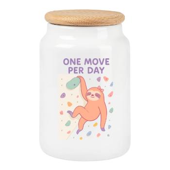 Bloc paresseux : Conception d’un mouvement par jour - Boîte à biscuits avec couvercle en bois - blanc - Devant