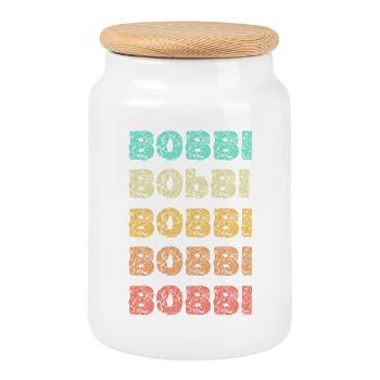 Name Bobbi - Cookie Jar with Wooden Lid - white - Front