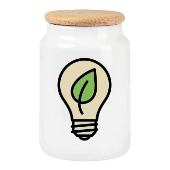 Idée de l’éco de feuilles d’ampoule - Boîte à biscuits avec couvercle en bois - blanc - Devant