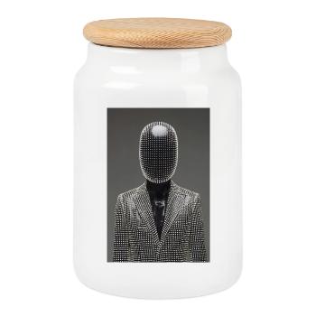 Dotgrid LED Suit - Cookie Jar with Wooden Lid - white - Front