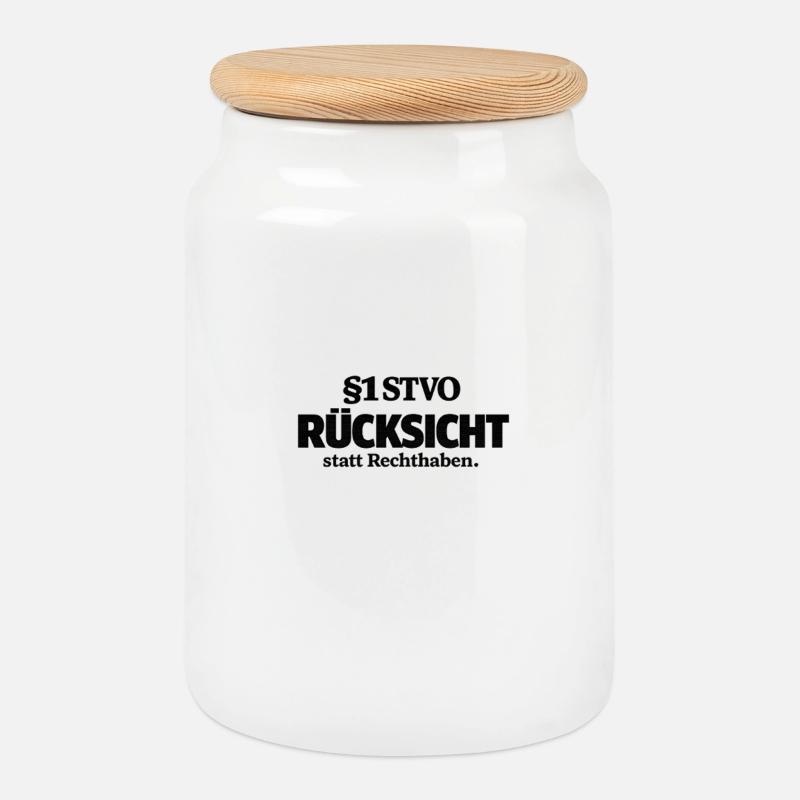 §1 StVO – Rücksicht statt Rechthaben - Keksdose mit Holzdeckel - Weiß