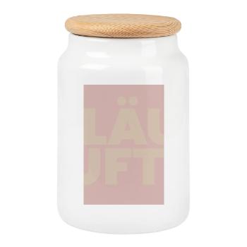 Série avec superposition de fautes de frappe pastel - Boîte à biscuits avec couvercle en bois - blanc - Devant