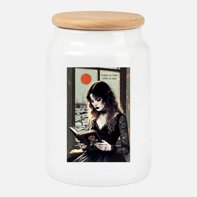 Gothic Lifestyle - Keksdose mit Holzdeckel - Weiß