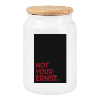 Not Your Ernst – Affiche de déclaration rouge foncé - Boîte à biscuits avec couvercle en bois - blanc - Devant