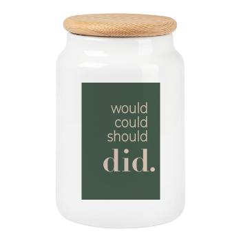 Would Could Should Did - Cookie Jar with Wooden Lid - white - Front
