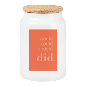 Typography Poster Would Could Should Did - Cookie Jar with Wooden Lid - white - Front