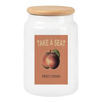 Sweet Cheeks Peach – Summer Vibes - Cookie Jar with Wooden Lid - white - Front