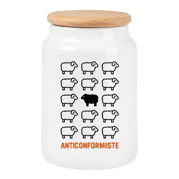 Anticonformiste - Mouton Noir - Punk Anarchiste - Boîte à biscuits avec couvercle en bois - blanc - Devant