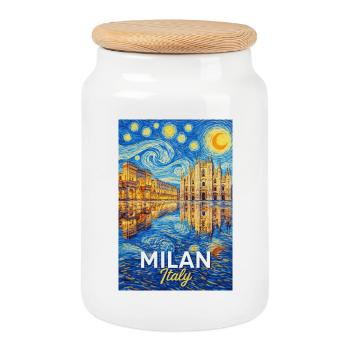 Mailand, Italien. - Keksdose mit Holzdeckel - Weiß - Vorne